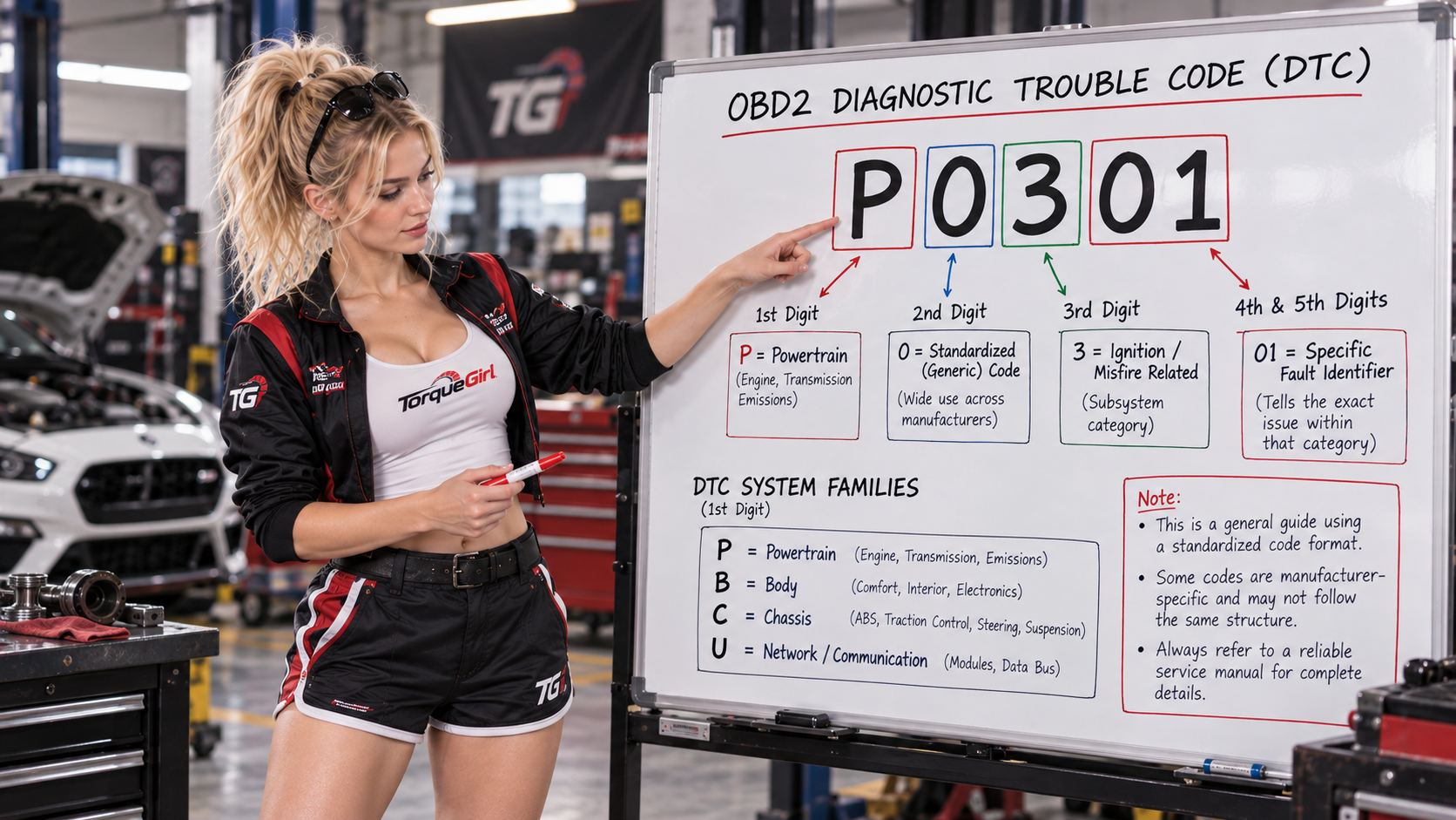 TorqueGirl explaining the structure of the OBD2 trouble code P0301